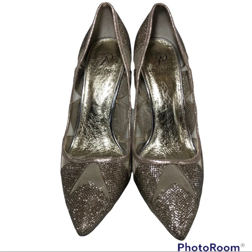 Gold glitter cut out stiletto heels 9 1/2 M - Picture 4 of 10